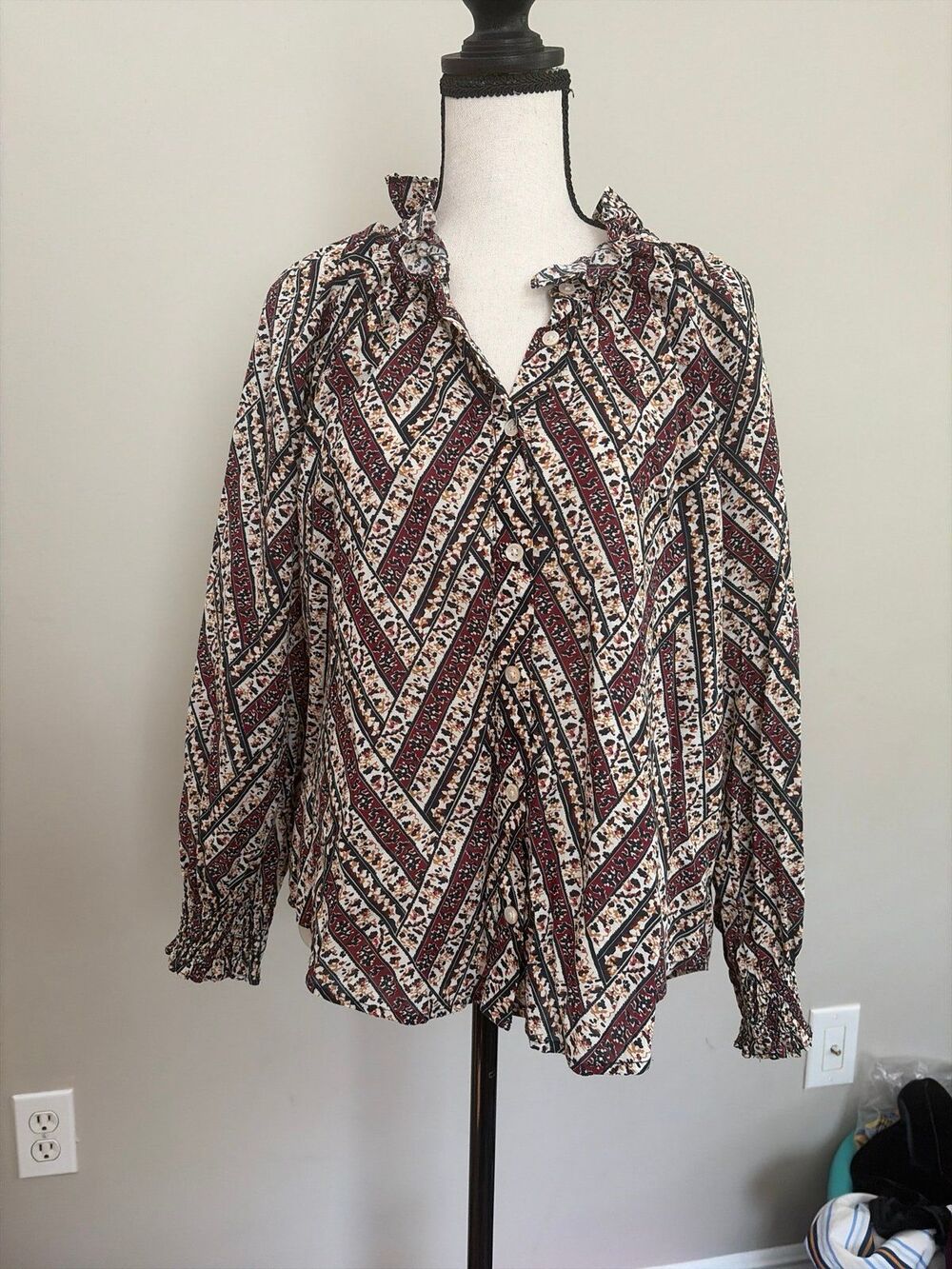 Veronica Beard Calisto cotton shirt, featuring a vibrant multicolor NWOT